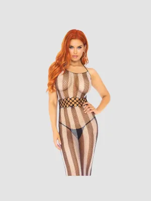 Robe Longue Ajourée 88022 Résille Noir & Blanc