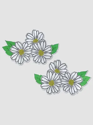 Autocollants Demi Set Fleur Blanche Noire et Jaune