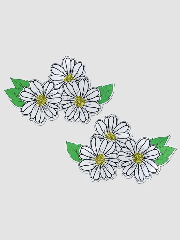 Autocollants Demi Set Fleur Blanche Noire et Jaune