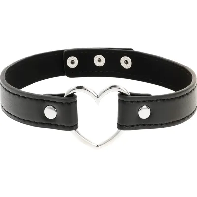 Collier Fétiche Cuir Vegan Cœur Réglable - Coquette Chic Desire