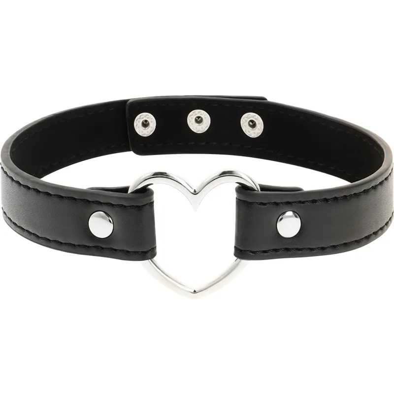 Collier Fétiche Cuir Vegan Cœur Réglable - Coquette Chic Desire
