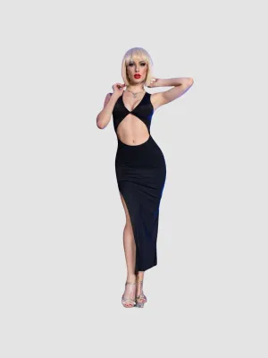 Robe Longue Ajourée CR4445 Noire