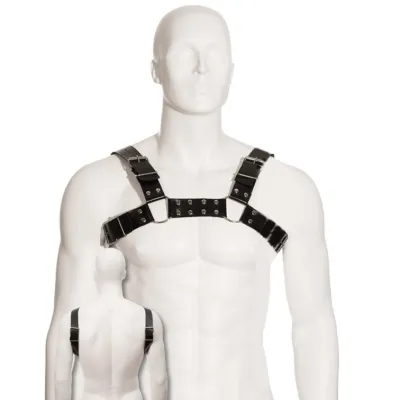Harnais Cuir Bull Dog Noir Réglable S-XL - Leather Body