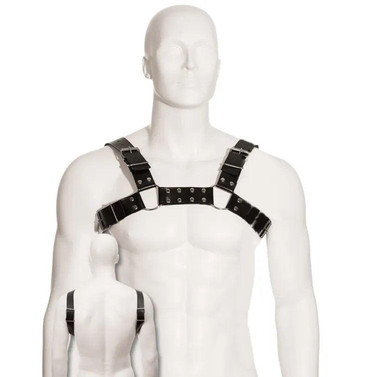 Harnais Cuir Bull Dog Noir Réglable S-XL - Leather Body