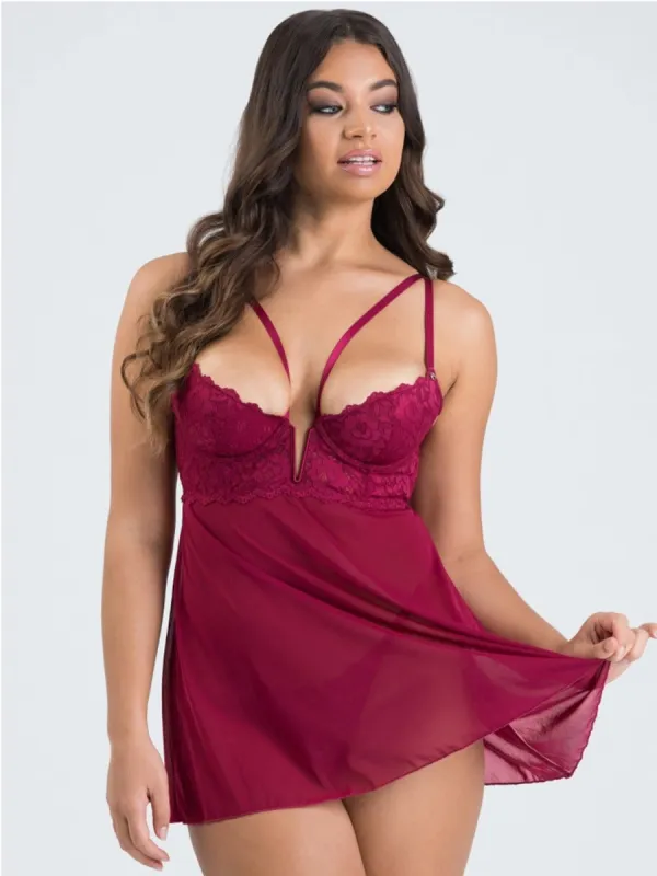 Nuisette babydoll Parisienne bordeaux