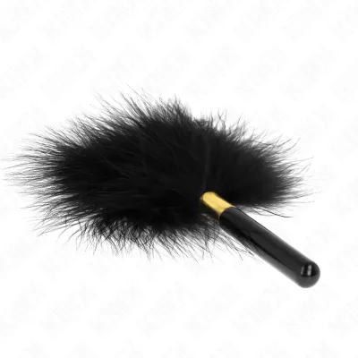 Plumeau BDSM Chatouilles Métal Doré Noir 18cm - KINK