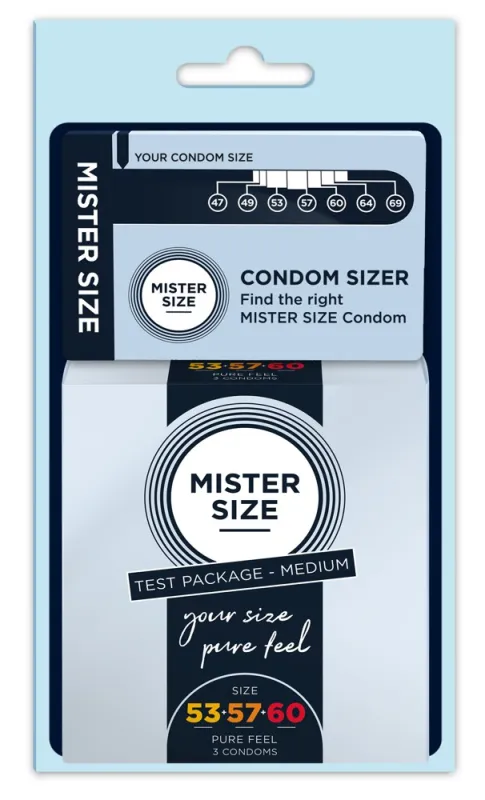 Préservatifs + Mesureur MISTER SIZE Échantillon 3 tailles 53, 57 et 60mm