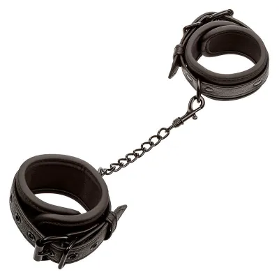 Menottes Cuir Nocturnal Poignets Réglables Noirs - CalExotics