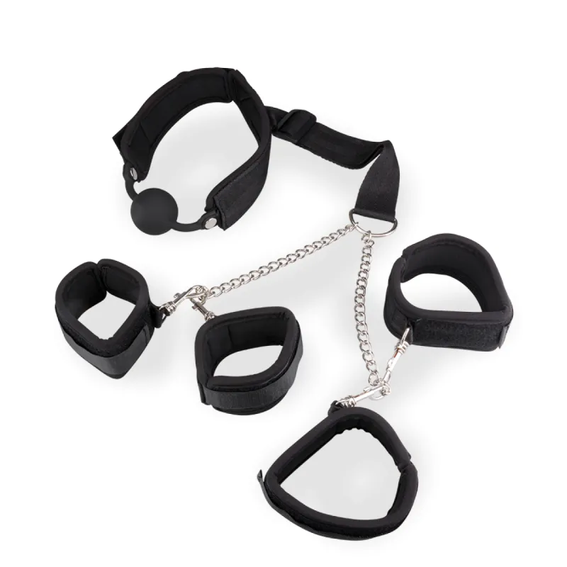 Contraintes BDSM poignets et chevilles avec gag-ball