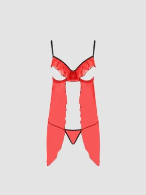 Nuisette Babydoll Ouverte Cherry Devil Collection Rouge