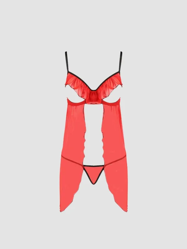 Nuisette Babydoll Ouverte Cherry Devil Collection Rouge