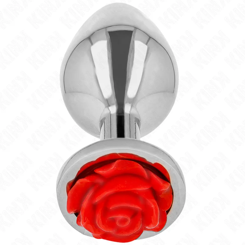 Plug anal métallique ornement rose rouge taille S - Kink