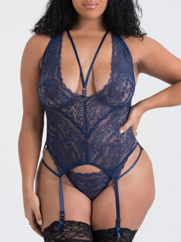 Ensemble guêpière dentelle Late Night Liaison bleu OSQ