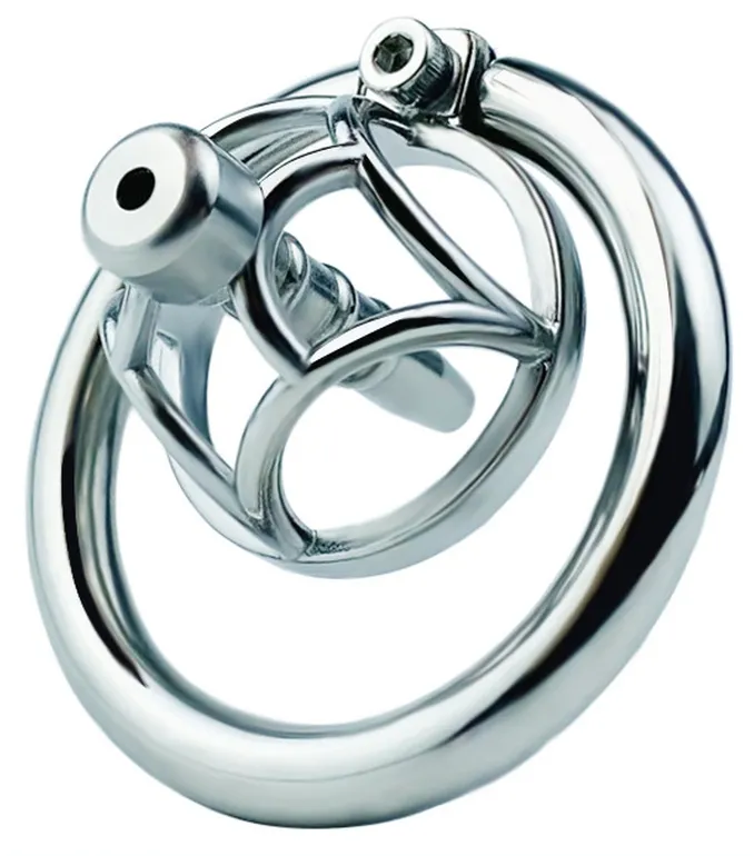 Cage de chasteté en métal avec Plug d'urètre HEXY 3 x 3.3cm