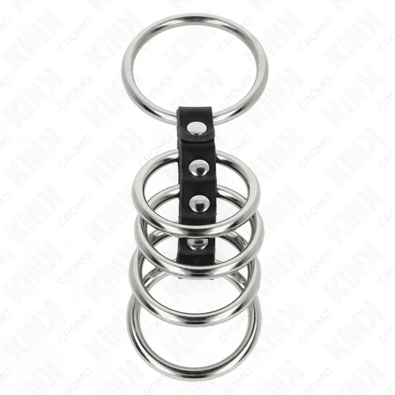 Anneaux Péniens Set 5 Anneaux Métal et Cuir 3,7-5cm - KINK