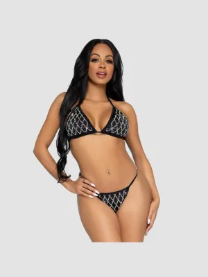 Bikini 2 Pièces 81638 Strass en Diamant Noir
