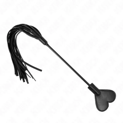 Paddle cœur avec martinet noir 35 cm - Kink