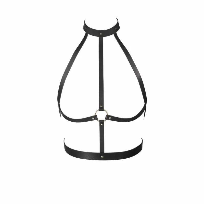 Harnais H BDSM Maze - Tour du cou : min 31 cm, max 41 cm. Tour de la taille : min 60 cm, max 80 cm Noir
