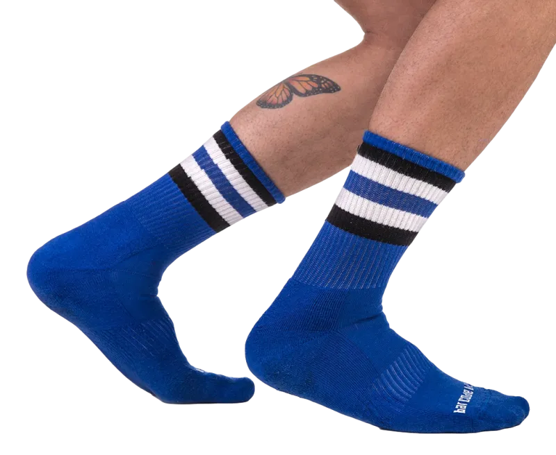 Chaussettes HALF SOCKS Stripes Bleu Noir Blanc