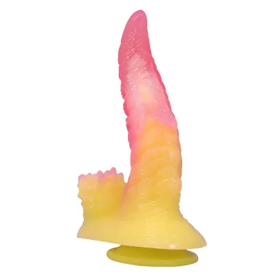 Gode Fantaisie Ondulé Ventouse 22,5 cm Rose Jaune - Power Monsters