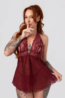 Christine – Babydoll à bonnets ouverts Nataly – Rouge