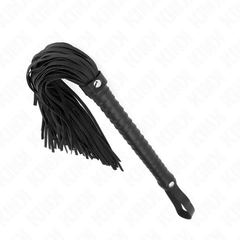 Fouet BDSM noir manche texturé 48,5 cm - Kink