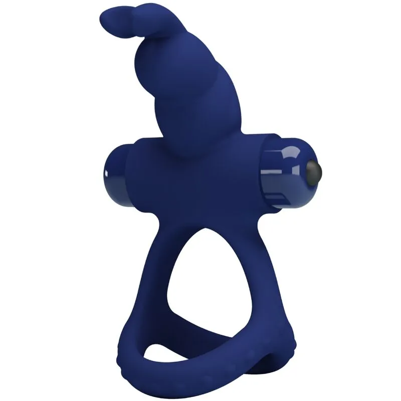 Anneau Pénien Double Vibrant Luchito Lapin Bleu - Pretty Love