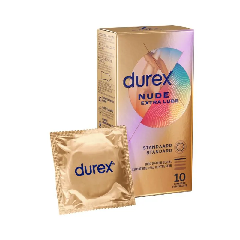Durex - Préservatifs Nude Extra Lubrifiant - 10 pièces