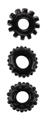 Lot de 3 Anneaux péniens souples GEAR UP Noirs