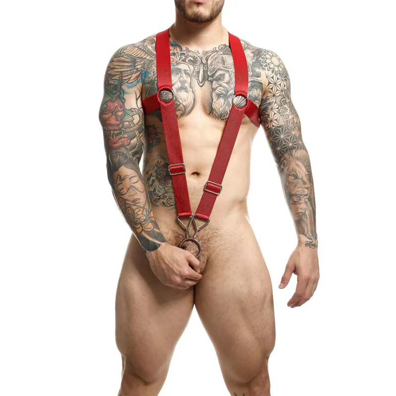Harnais Croisé Dos Dungeon Rouge Taille Unique - MaleBasics