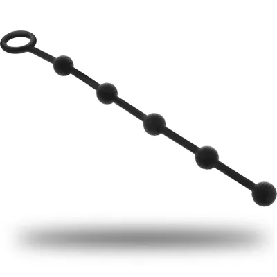 Chapelet Anal Korg Beads Silicone Initiation 21cm - Black&Silver