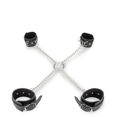Menottes en croix chevilles poignets cuir