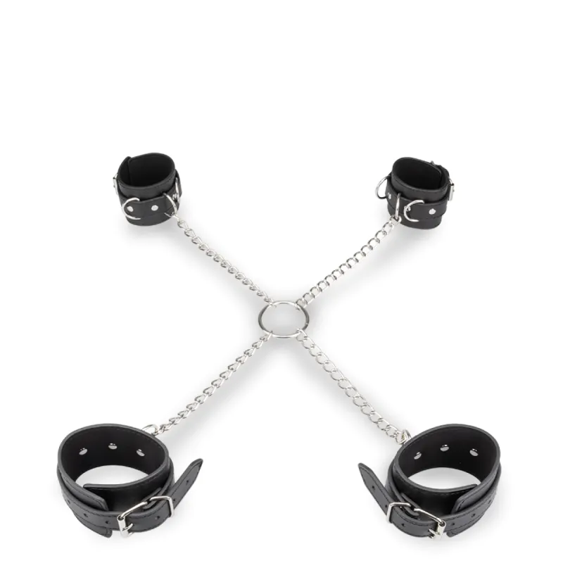 Menottes en croix chevilles poignets cuir