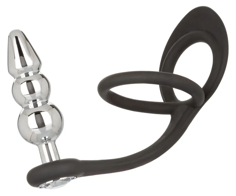 Ballstretcher et Plug Bijou en métal BEADED Star Fucker 8 x 2.7cm