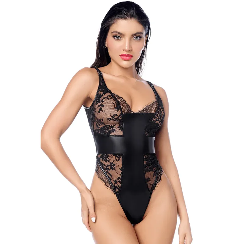 Body Sexy Dentelle Similicuir