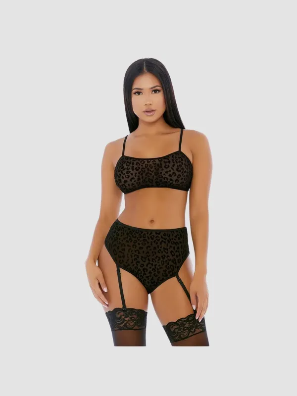 Ensemble 2 Pièces Lustful Leopard Cami Noir