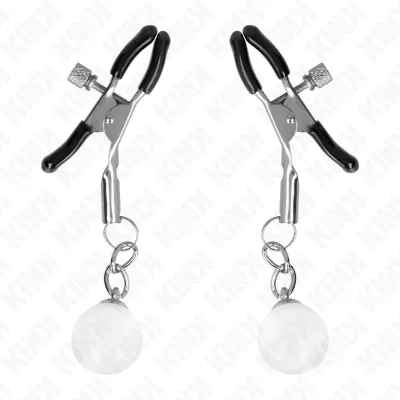 Pinces à tétons réglables billes de verre transparentes - Kink