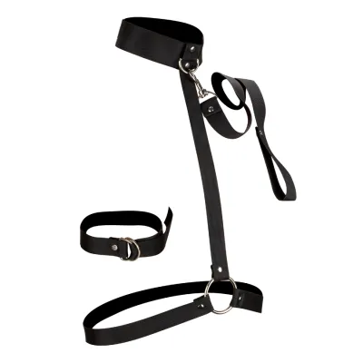 Harnais BDSM cou et taille avec laisse
