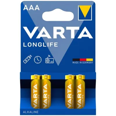 Piles alcalines AAA longue durée LR03 blister x4 - Varta