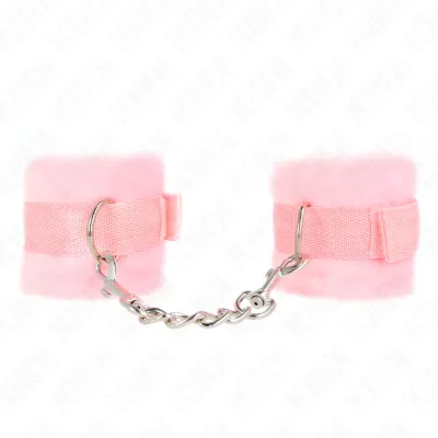 Manchettes BDSM Fourrure Rose Débutant 30cm - KINK