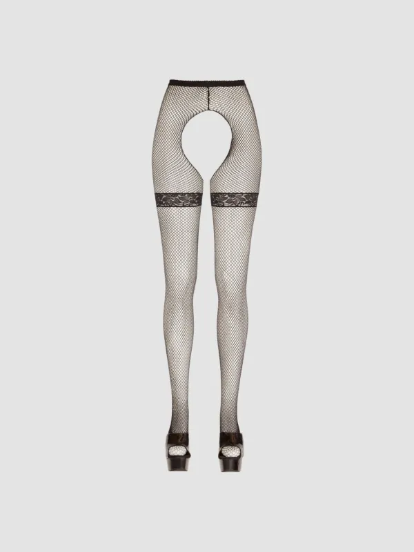 Collant Ouvert Résille Noir