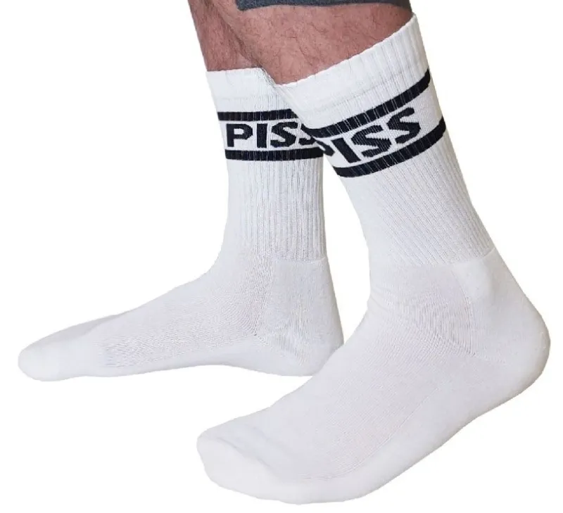 Mr B - Mister B Chaussettes blanches PISS Crew Socks