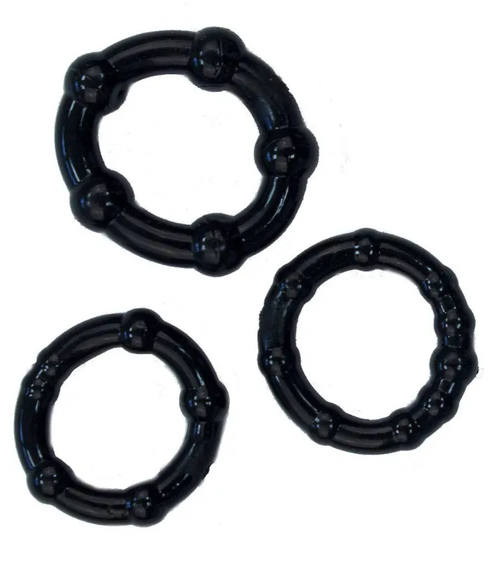 Lot de 3 mini anneaux péniens souples noirs