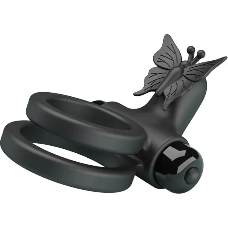 Anneau Pénien Vibrant Double Stimulateur Noir - Pretty Love