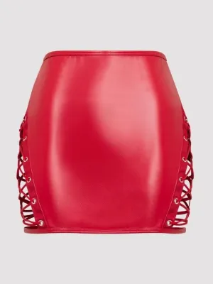 Mini-jupe taille haute rouge effet cuir à lacets Fierce - Taille S