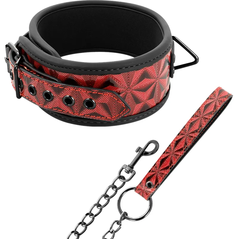 Collier BDSM Cuir Végan Premium Rouge Néoprène - Begme