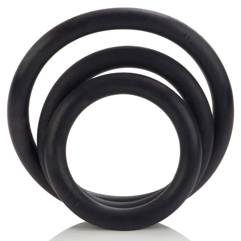 Lot de 3 Anneaux péniens souples RUBBER RINGS Noir