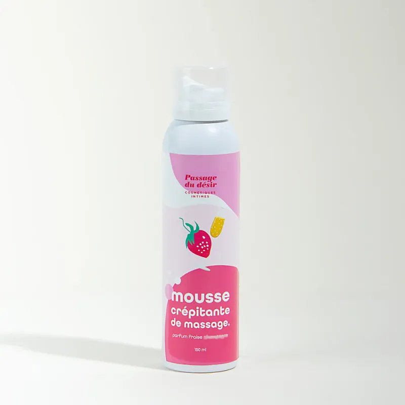 Mousse de massage crépitante et hydratante -   Fraise / Vin pétillant
