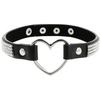 Collier BDSM Ras de Cou Cuir Végan Cœur - Coquette Chic