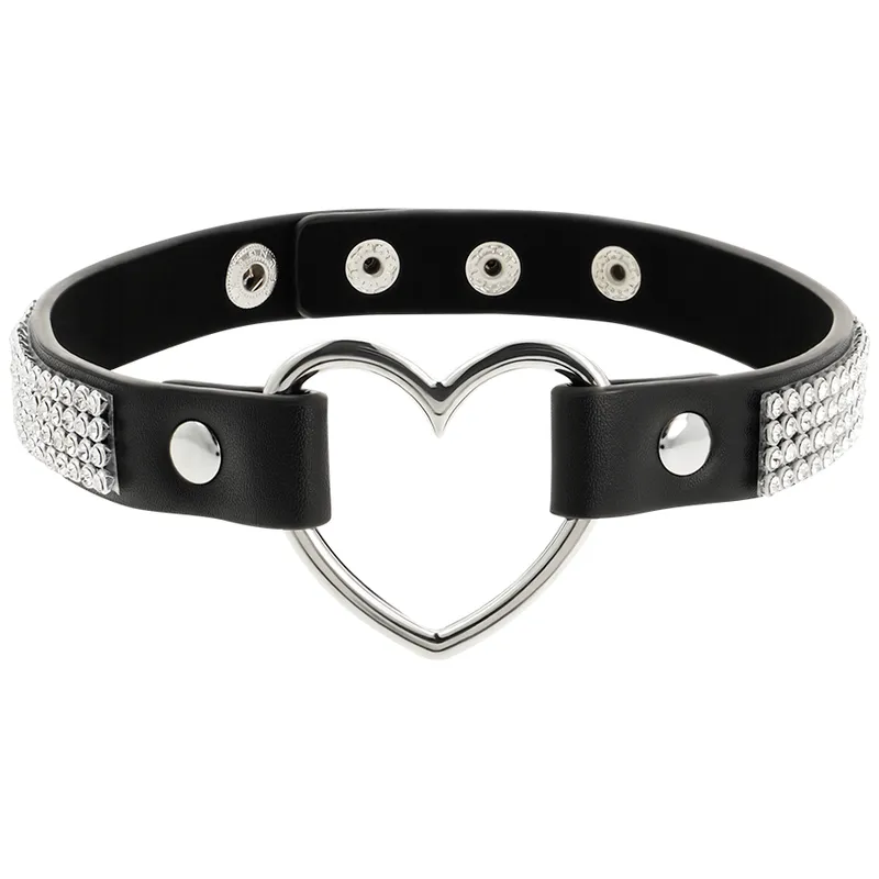 Collier BDSM Ras de Cou Cuir Végan Cœur - Coquette Chic